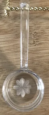 Glass Spoon Vtg Clear Condiment Scoop Etched Flower • $12