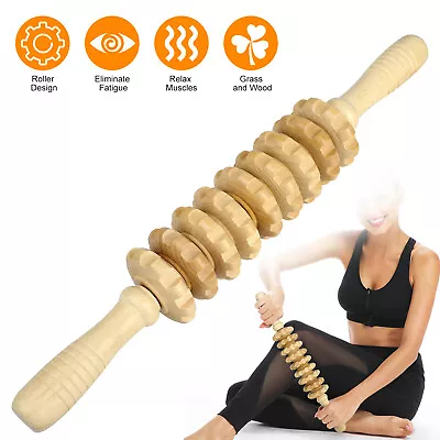 Wooden Roller Massager Stick Lymphatic Cellulite Fascia For Release Sore Muscle • $12.48