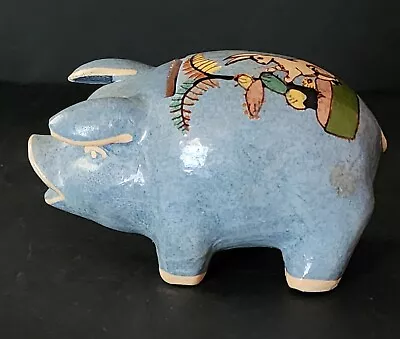 Old Mexican Tlaquepaque Pottery Clay Piggybank Beautifully Painted! Great Cond! • $55