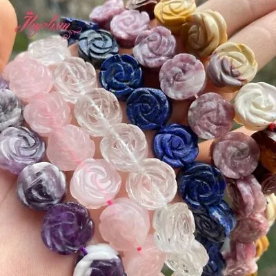$9.69 • Buy Flower Shape Loose Beads Natural Lepidolite Stone DIY Jewelry Accessory Crafts