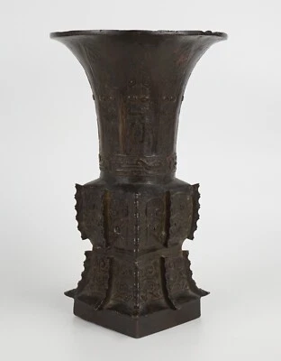£127 • Buy Antique Chinese Bronze Ancient Archaic Gu Vase MING/ QING