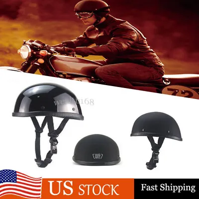 Lightest Motorcycle FLAT DOT Beanie Helmet Half Helmet Cap Skid Scooter Chopper • $31.24