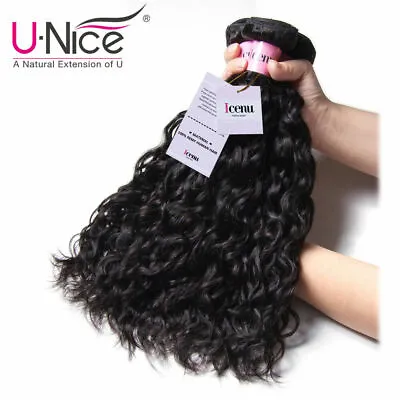 UNice Water Wave Bundles Human Hair Weave Wet And Wavy Virgin Hair Extensions US • $39.33