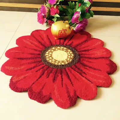 Door Mat 3D Handmade Round Area Rug Flower Floor Carpet Bedroom Living Room Home • $36.54