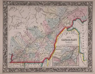 Authentic 1862 Mitchell's Atlas Map ~ CANADA EAST QUEBEC ~ FreeS&H • $20