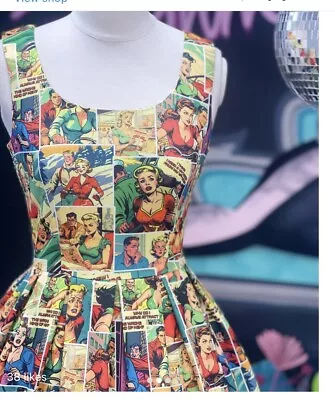 Amanda Vintage Plus Size  Rockabilly Pinup Comic Print Swing Dress  3xl Size 20 • $100