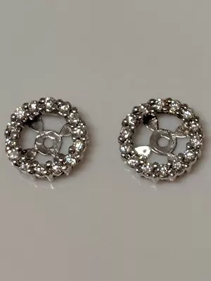 $345 • Buy Retail $895 Diamond Earring Jackets 14K White Gold Fits 1/2ct Stones (5-5.5mm)