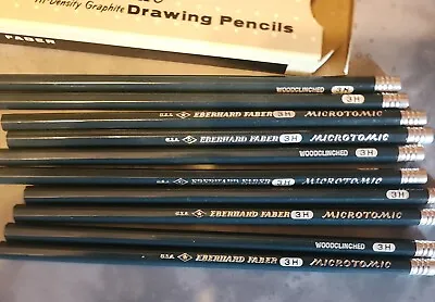 Vintage Eberhard Faber Microtomic 600 3H Drawing Pencils - Set Of 10 With Box • $35