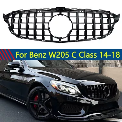 GTR Style Front Grill Gloss Black For Mercedes Benz C Class W205 2014-2018 • $75.98