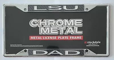 NCAA LSU Tigers Chrome Metal License Plate Frame LSU DAD Laser Cut Acrylic • $14.95