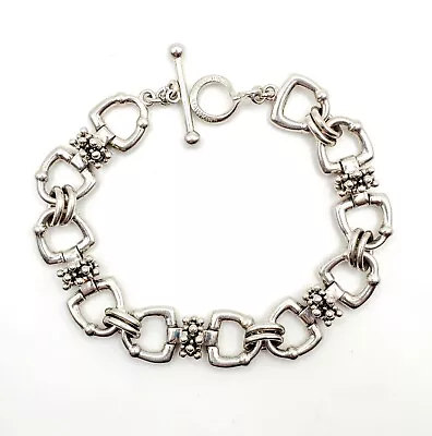 MICHAEL DAWKINS Sterling Silver 925 “Stirrup” Link Toggle Bracelet 7.5” • $60