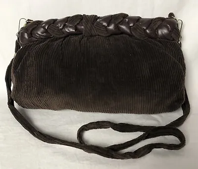 Vintage Women’s Shoulder Bag Clutch Brewing Corduroy Braided Leather Trim • $14