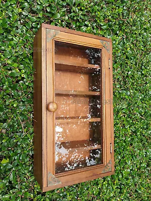 Small Wall Curio Cabinet 1 Door 5 Shelves Display Case Hung Wall Hanging Shelf  • $99