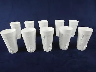 Indiana Colony Set Of 10  White  Milk Glass Harvest Grape Tumblers 6  • $39.99