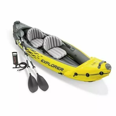 Intex Explorer K2 2-Person Inflatable Kayak Set W/ Oars & Air Pump - Yellow NEW • $85