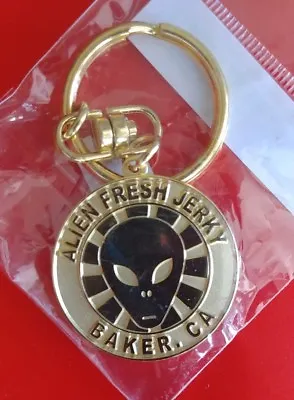 UFO Outer Space Alien Fresh Jerky Area 51 Golden Metal Keychain NEW • $23.49