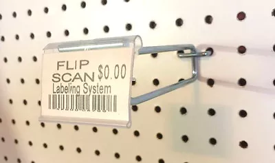 10 PACK 6 Inch Flip Scan™ Metal Peg Hooks W/Label Holder 1/8  To 1/4  Pegboard • $14.17