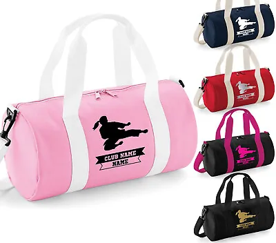 Kids Personalised Flying Kick Karate Barrel Bag Martial Arts Girls Sports Kit • £14.25