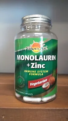 Monolaurin Zinc Nature's Life Monolaurin+Zinc 90 Vegetarian Capsules • $14.99