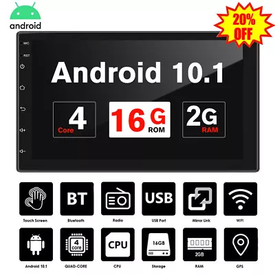 7 Inch Android 10.1 Car Stereo GPS Navi Radio MP5 Player WIFI Bluetooth 2 Din • $35.14