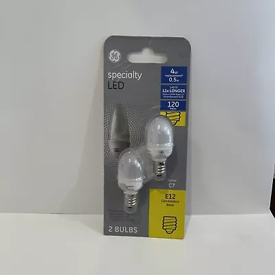 GE C7 E12 (Candelabra) LED Bulb Soft White 4 Watt Equivalence 2 Pk • $11.99