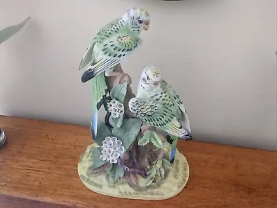 Vintage Royal Crown Pair Of Parakeets Group Bird Porcelain Figurine By J Byron • $74.99