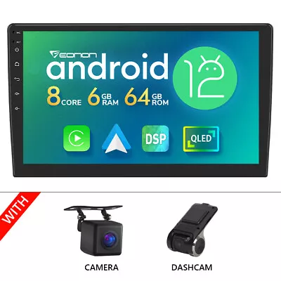 DVR+CAM+10.1  QLED 2 Din Android 12 6+64 Car Stereo Radio GPS Navigation CarPlay • $429.58