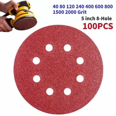 5 Inch 8-Holes Sanding Discs 40-2000 Grit Hook Loop Sandpaper For Orbital Sander • $17.59