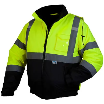 High Visibility Insulated Hi Vis Reflective Road Work Safety Bomber Jacket Coat • $32.39