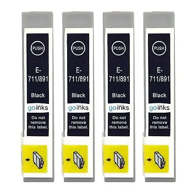 £10.75 • Buy 4 Black Ink Cartridges For Epson Stylus DX400 DX6050 S20 SX115 SX405 SX510W