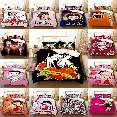 3D Betty Boop Cartoon Quilt Duvet Cover Bedding Set Pillowcase Double Queen AU • $26.68