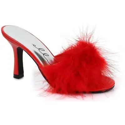 Ellie Shoes IS-E-361-Sasha 3.5 Inch Heel Woman's Maribou Slippers Red Size 7 • $49.95