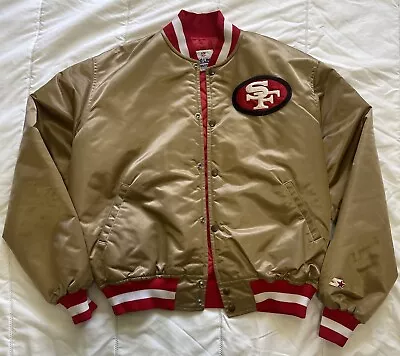 NFL Starter Jacket Gold Satin SAN FRANCISCO 49ers Vintage 80s 90s XL Bomber • $289