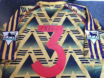 £125 • Buy Nigel Winterburn SIGNED Arsenal 1991/93 Away Banana Shirt **PRIVATE SIGNING**