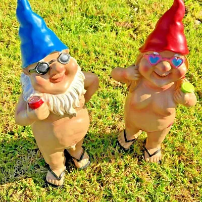 £8.99 • Buy 1 Pair Garden Gnomes Nude Statuary Naughty Statue Gift Nudist Decor Resin Crafts
