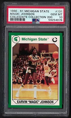 1990 Michigan State Spartans Collegiate #131 Magic Johnson Psa 10 Gem Mint *4076 • $197.95