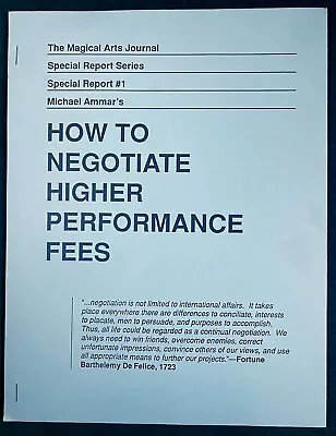 How To Negotiate Higher Performance Fees By Michael Ammar (1988) • $15