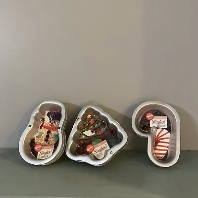 Vintage Lot 10 Wilton SINGLES Cake PAN Mini Candy Cane Tree Snowman New • $17.25