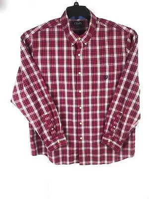 Chaps Men's 2XL XXL Multicolor Check Long Sleeve Button Up Cotton Blend ShirtA61 • $3.75