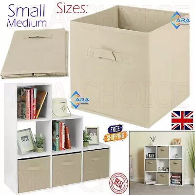 S/M Collapsible Foldable Storage Box Fabric Cube Drawer Canvas Organizer Basket • £4.45