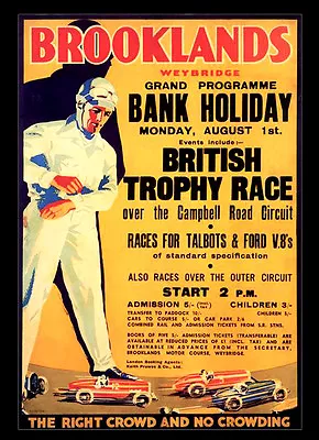 -A3 Size- Brooklands 1940's - Motor Car Racing Vintage Poster #09 • £4.09