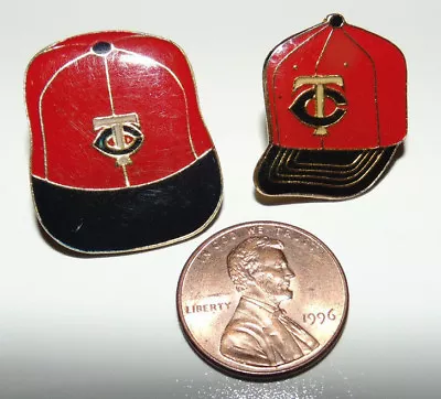 2) Minnesota Twins Cities Baseball Cap Vintage Enamel Lapel Pin Badge 1980's MLB • $14.96