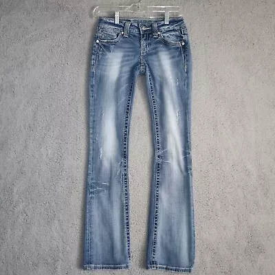 Miss Me Jeans Womens 25 Bootcut Blue Denim 26x31 Rhinestone Cowboy Western Pants • $31