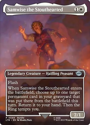 FOIL Borderless SAMWISE THE STOUTHEARTED Mtg NM-M Lord Of Rings Unc Scene 449 • $1.69