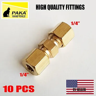 10 PC – 1/4  ( 6 Mm ) UNION COMPRESSION FITTINGS BRASS • $18.99