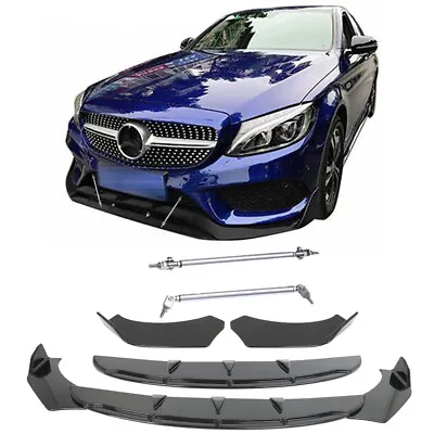 Front Bumper Lip Spoiler Splitter + Strut Rods For Mercedes-Benz CLA250 C63 AMG • $89.06