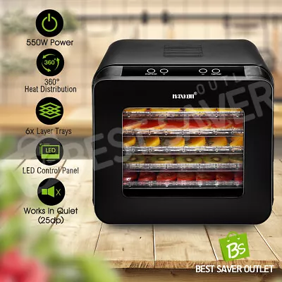 Maxkon Food Dehydrator Vegetable Fruit Meat Dryer Maker Machine 6 Trays Timer • $109.49