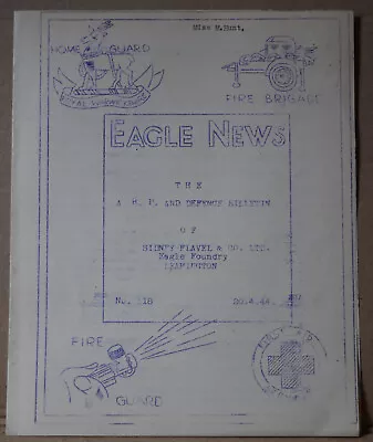 WW2 Home Guard ARP Newsletter Sidney Flavel Leamington Eagle Foundry No118 1944 • £16