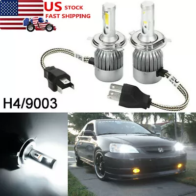 9003 H4 White LED High/Low Beam Headlight Bulbs Kit For Honda Civic 1992-2003 • $19.99