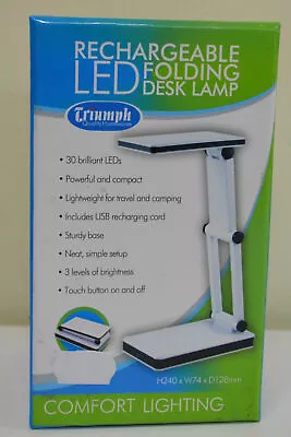 White Triumph Rechargeable Folding Desk Lamp30 LED USB Charged EGD • $51.95